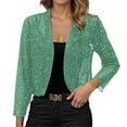 thumbnail image 2 of Women Casual Jackets Carnival Clothes For Elegant Shimmering Front Open Long Sleeve Lightweight Casual Jacket Mardi Gras Light Green XXL, 2 of 9