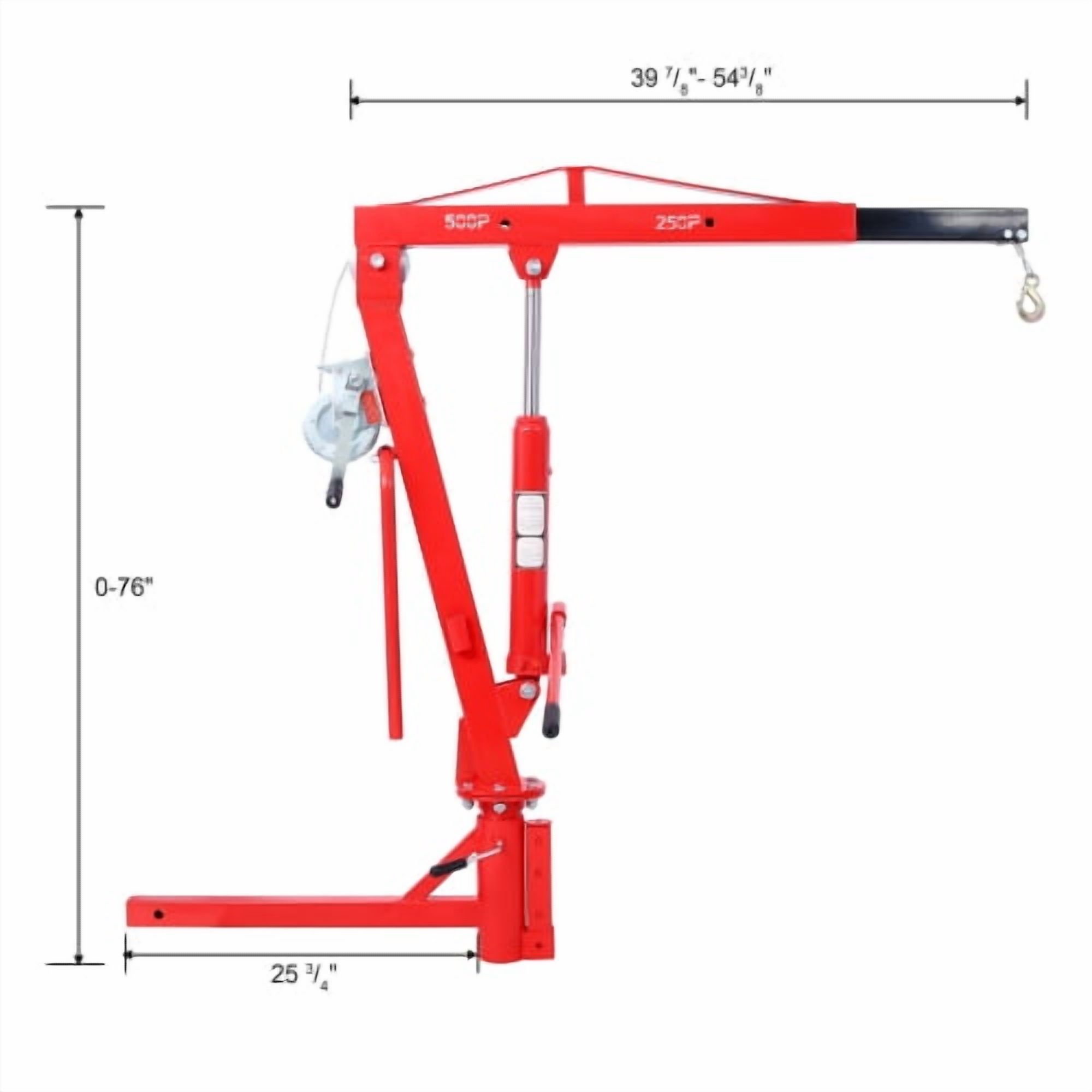 500Lb Pickup Truck Hydraulic PWC Dock Jib Engine Hoist Crane Hitch Mount Lift 2" Hitch Mount, Red