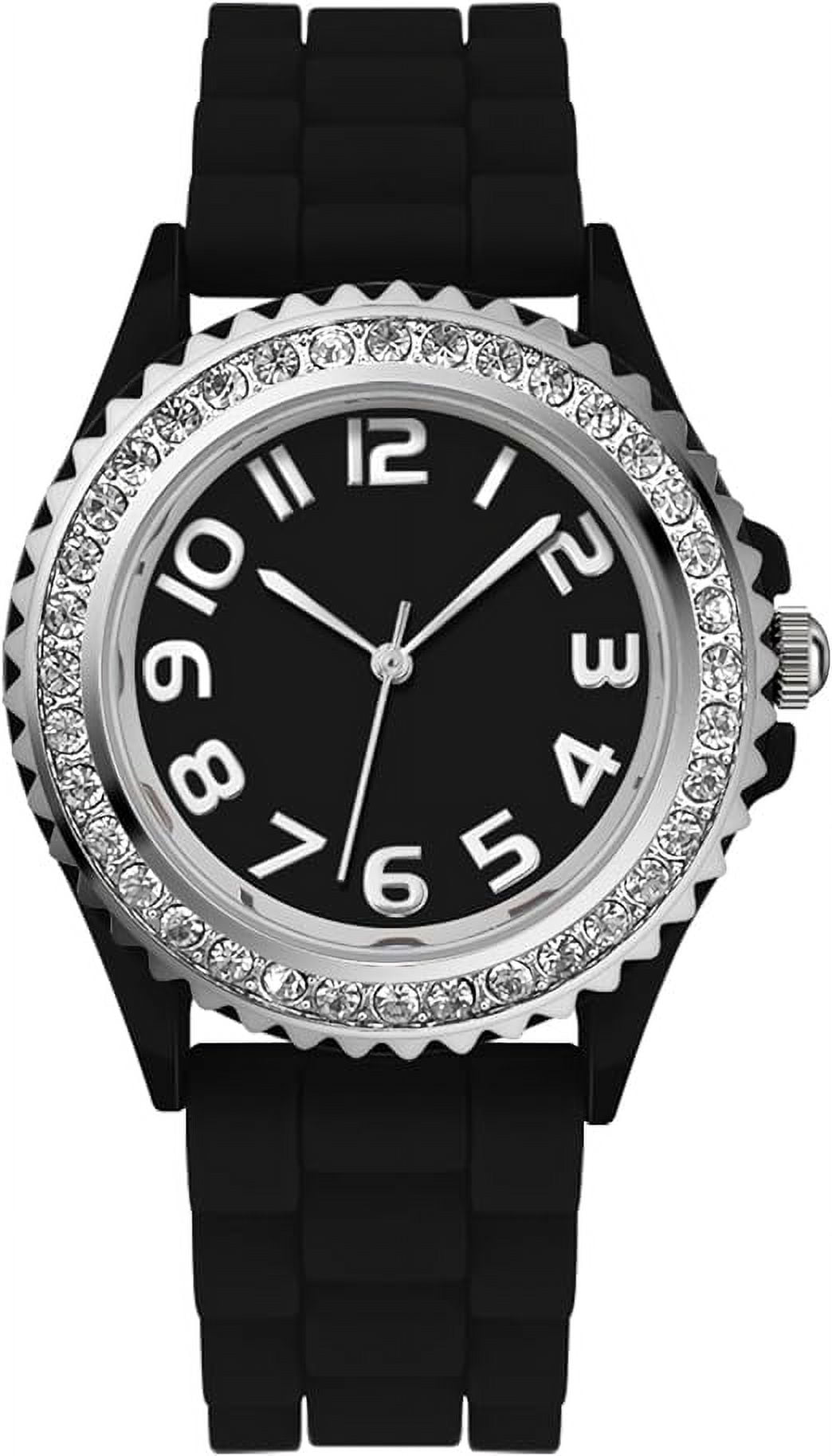 Blekon Christmas Tree Women Watch Crystals Studded Alloy Case Silicone Strap White Dial Santa Claus Analog Watches