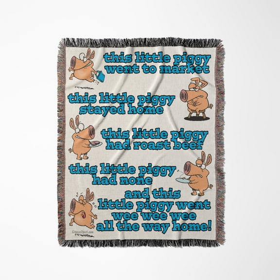 This Little Piggy Nursery Rhyme Cartoon, Woven Blanket