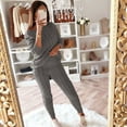thumbnail image 4 of Ecqkame Fall and Winter Women's Sweater Sets Clearance Solid Color Off Shoulder Long Sleeve Cable Knitted Warm Two-Piece Long Pants Sweater Suit Set Gray L, 4 of 7