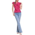 thumbnail image 2 of INSPIRE CHIC Women's Blouse Polka Dots Tie Neck Ruffled Cap Sleeve Wear-to-Work Top XL Hot Pink, 2 of 6
