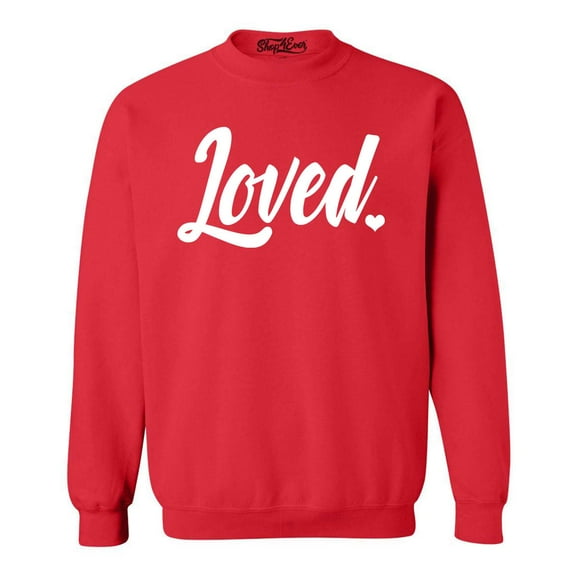 Shop4Ever Men's Loved Heart Valentine's Day Crewneck Sweatshirt Large Red