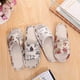 thumbnail image 5 of Pantuflas de lino con flores, antideslizantes, resistentes al desgaste y con suela gruesa para primavera y otoño y verano para interiores y hogares, 5 of 6
