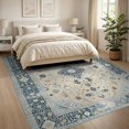 thumbnail image 3 of ODIKA Beige Vintage Busy Geometric Interlocking Border Neutral Print Non-Slip Flatwoven for Living Room, Under Sectional, Family, 3 of 7