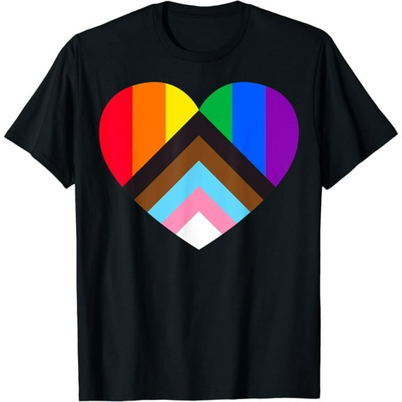 Progress Pride Rainbow Heart LGBTQ | Gay Lesbian Trans T-Shirt