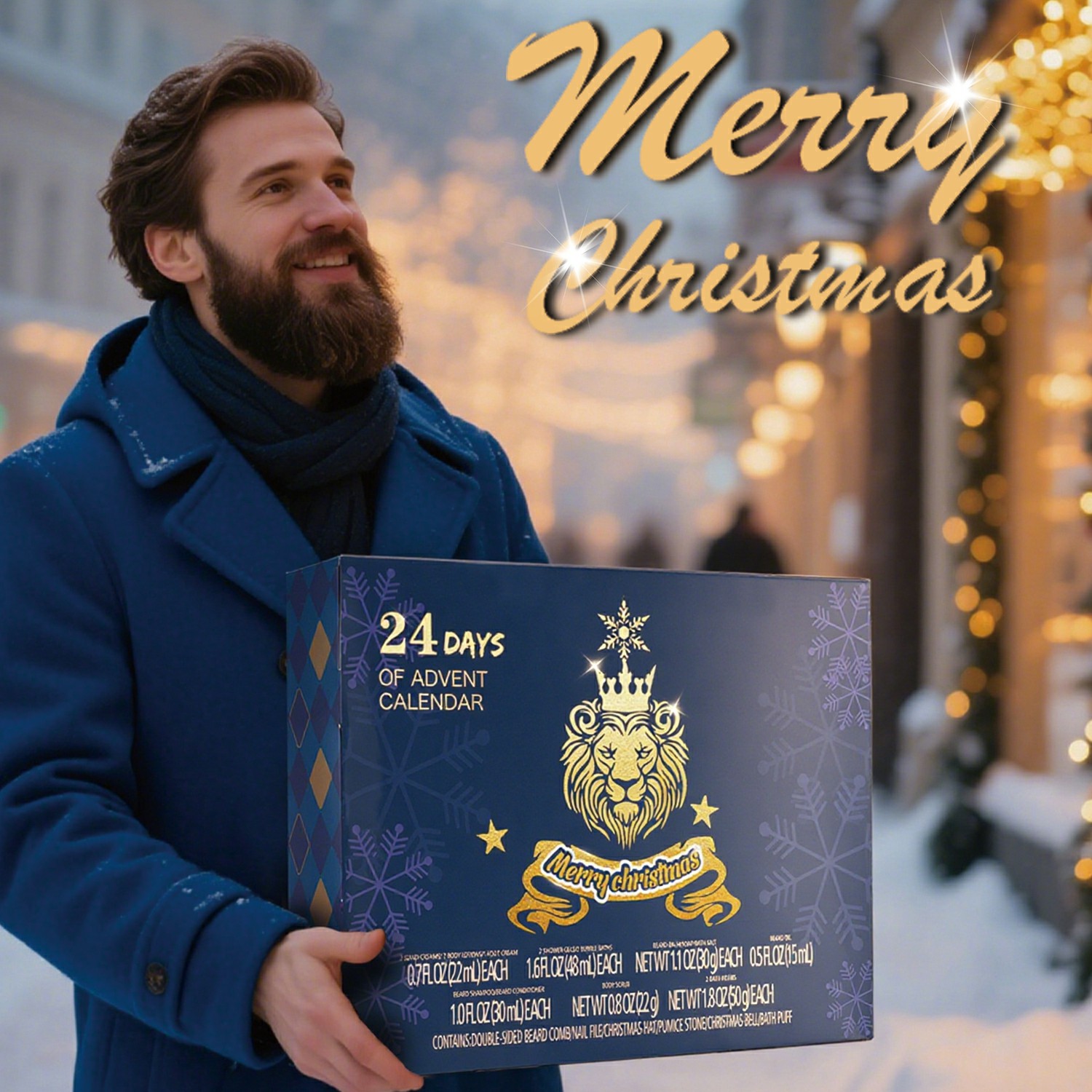 Advent Calendar 2025 Christmas Day Gift Sets for Men, 24 Pcs Surprise Xmas Beard Care Holiday Gift Idea