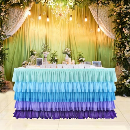 

5 Layers Violet Blue Gradient Splicing Chiffon Tulle Table Skirt