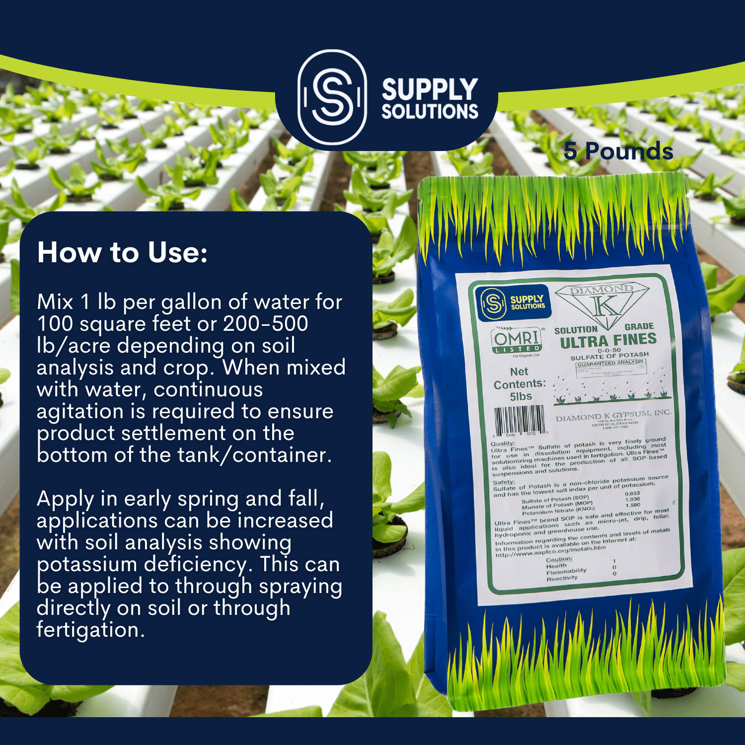 Supply Solutions Sulfate of Potash 0-0-50 Plant Food Organic Lawn Fertilizer (5 Pounds)