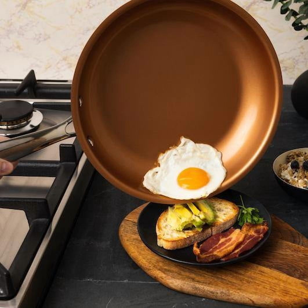 Gotham Steel Hard Anodized 8", 10", 12" Premium Chef's Skillet Set, with Ultimate Nonstick Ceramic & Titanium Coating, Oven and Dishwasher Safe, Brown, Large