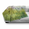thumbnail image 3 of Watercolor Soft Flannel Fleece Throw Blanket, Abstract Blurred View of Purple Cosmos Flowers Blooming Meadow, Cozy Plush for Indoor and Outdoor Use, 50" x 70", Purple Apple Green White, by Ambesonne, 3 of 6