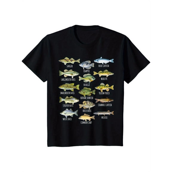 children’s wear Retro Types Of Fish Educational T-Shirt for Kids Boys Girls - Vintage Freshwater Fishing Graphic Tee Cute Toddler Nature Top