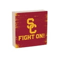 thumbnail image 2 of USC Trojans 6" Square Fan Chant Wood Block Shelf Sign, 2 of 3