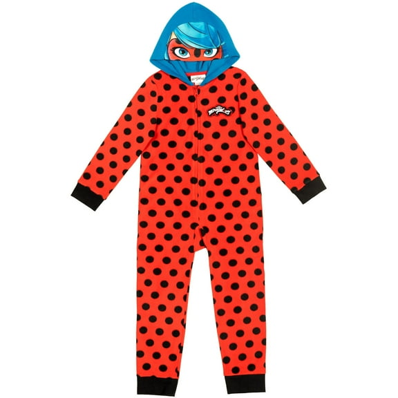 Miraculous Ladybug Little Girls Zip Up Costume Pajama Coverall Little Kid to Big Kid