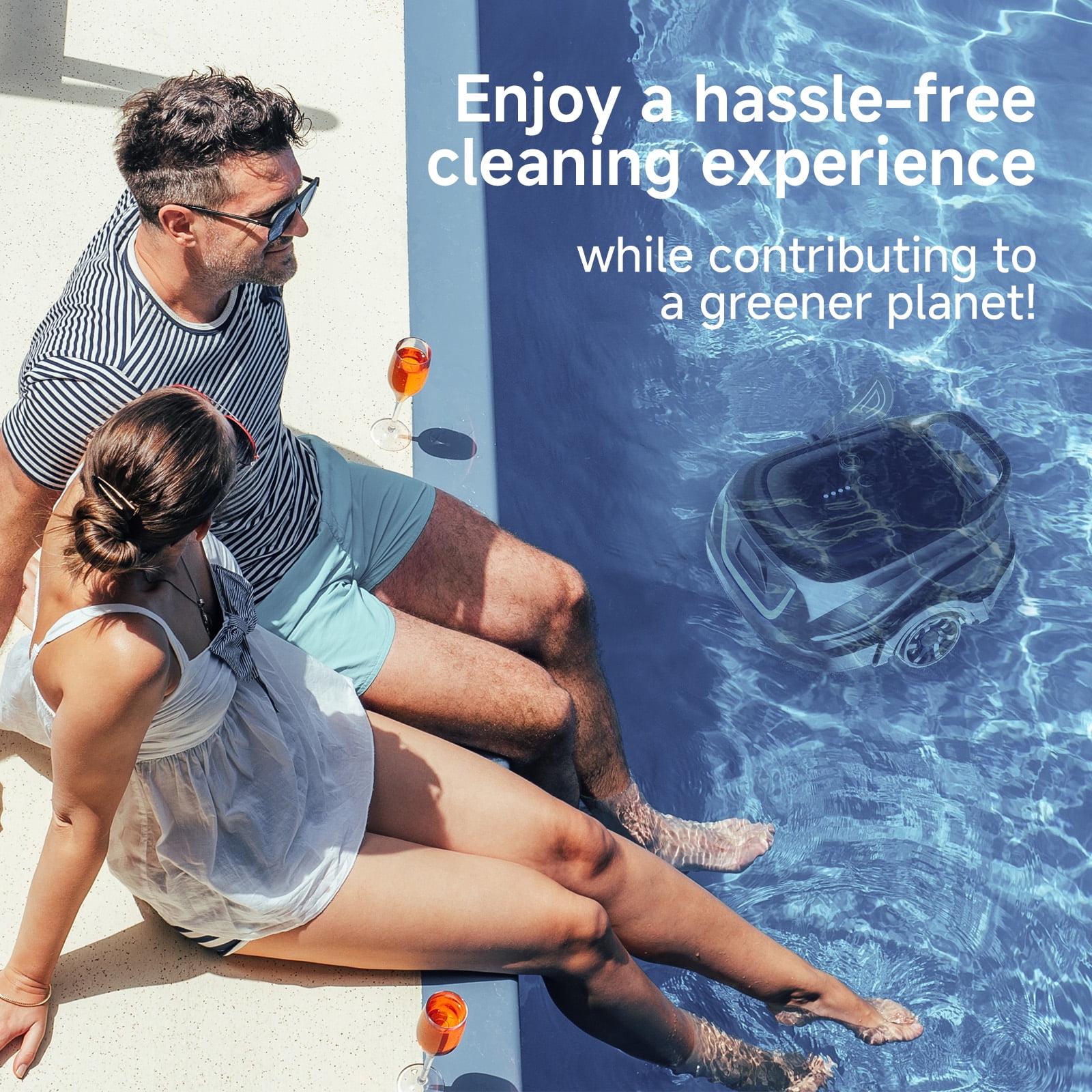 WYBOT A1 Cordless Robotic Pool Cleaner, Automatic Pool Vacuum for Above Ground Pools with 120 Mins, Double Filters, LED Indicator, Charge in 2.5H, 4 Cleaning Modes, Black & Green
