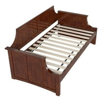 Pemberly Row Mid-Century Solid Wood Twin Daybed with Curved Backboard in Walnut