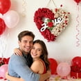 thumbnail image 4 of 15.7" Valentine's Day Wreath, Burlap Heart Shaped Wreath with Love Sign, Romantic Wreaths for Front Door, Valentines Day Holiday and Wedding Decor, 4 of 9