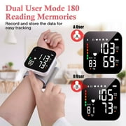 Blood Pressure Monitor, Wrist Blood Pressure Cuff LCD Display Automatic Voice Pulsometer Sphygmomanometer, Rechargable Heart Health BP Monitor for Home Travel Use,White