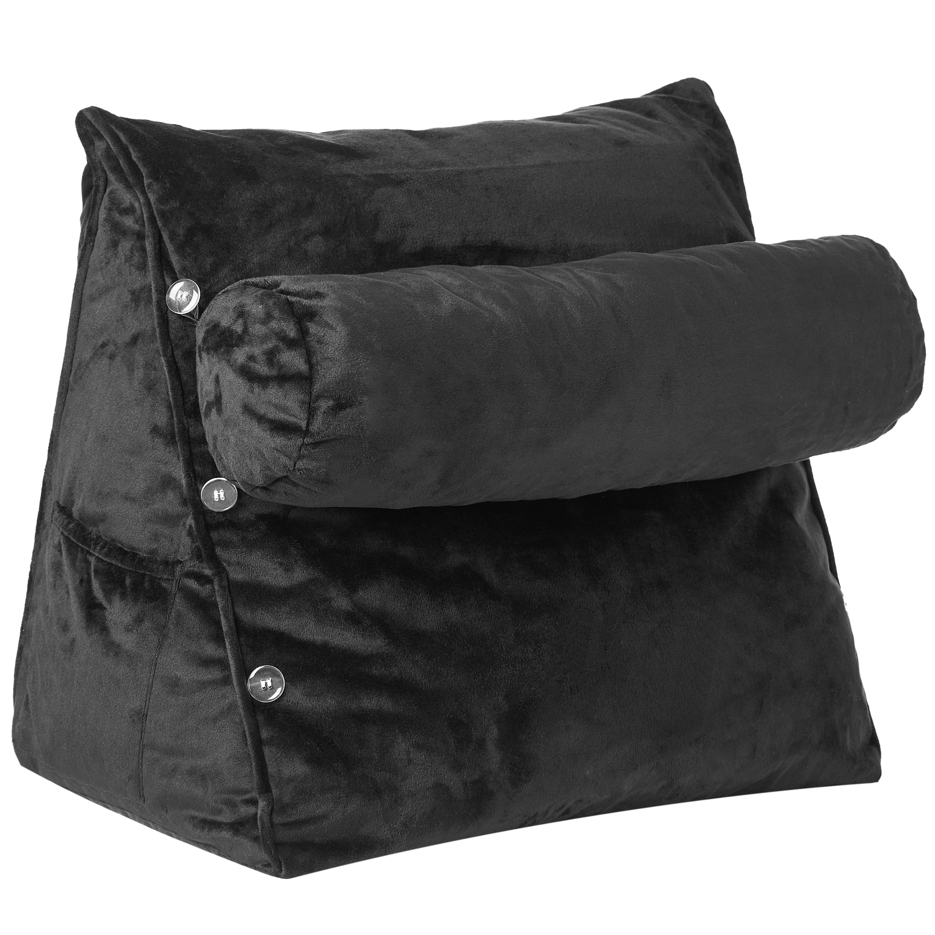 Cheer Collection Extra Large Wedge Pillow with Detachable Bolster, Black
