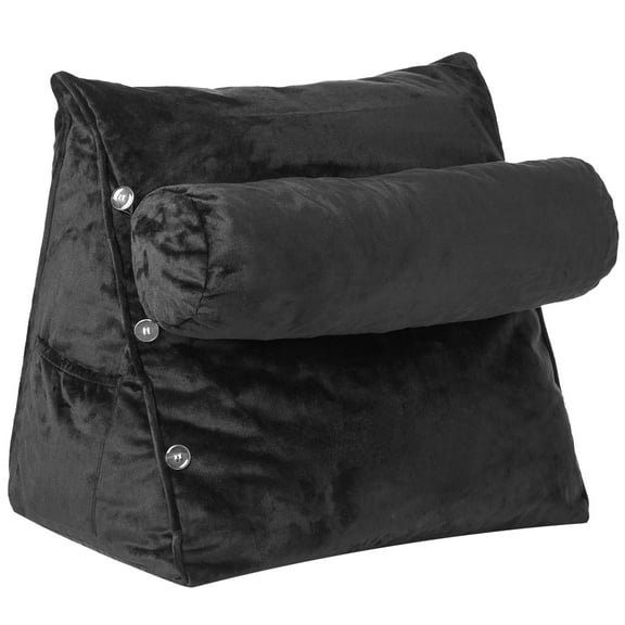 Cheer Collection Extra Large Wedge Pillow with Detachable Bolster, Black