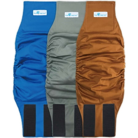 UPC: 0682198767530 | Paw Inspired Reusable Male Dog Wraps Belly Bands Diapers for Dogs| Washable Male Dog Diapers Male Doggie Puppy Pet Diapers| Dog Wrap Diaper Cover  Incontinence (Medium (3ct)  Assorted (Black Lining))