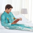thumbnail image 6 of Naloa Tranquil Ocean Canoe Journey Men’s Pajamas Set - Long Sleeve Button Down Sleep Shirt and Pajama Bottoms Sleepwear Set-Medium, 6 of 7