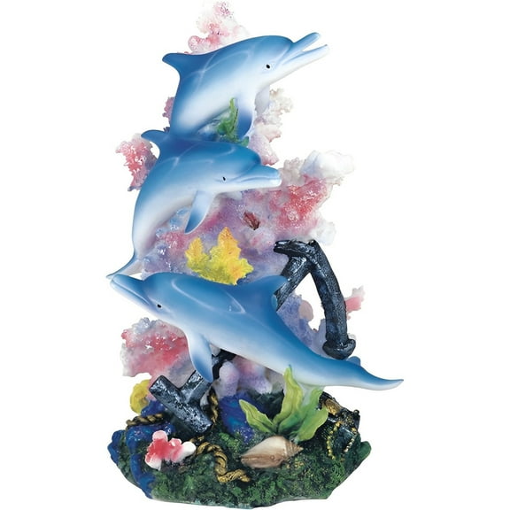 FC Design 9"H Blue Dolphins Swimming Around Pink Coral Figurine Statue Sculpture Ornament Decoration Home/Room Decor and Unique Gift Ideas for Housewarming, Holidays and Birthdays