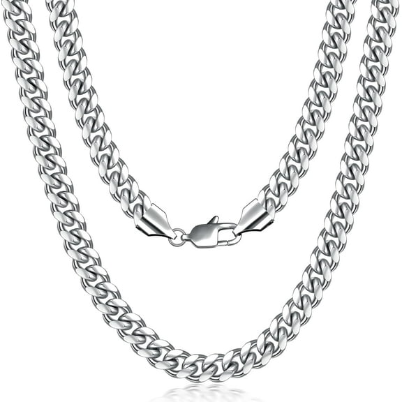 Silver Tone Cuban Link Chain for Men, Mens Chain Necklaces, Stainless Steel Chain Necklaces for Men Women, Width 4/5/6/8mm