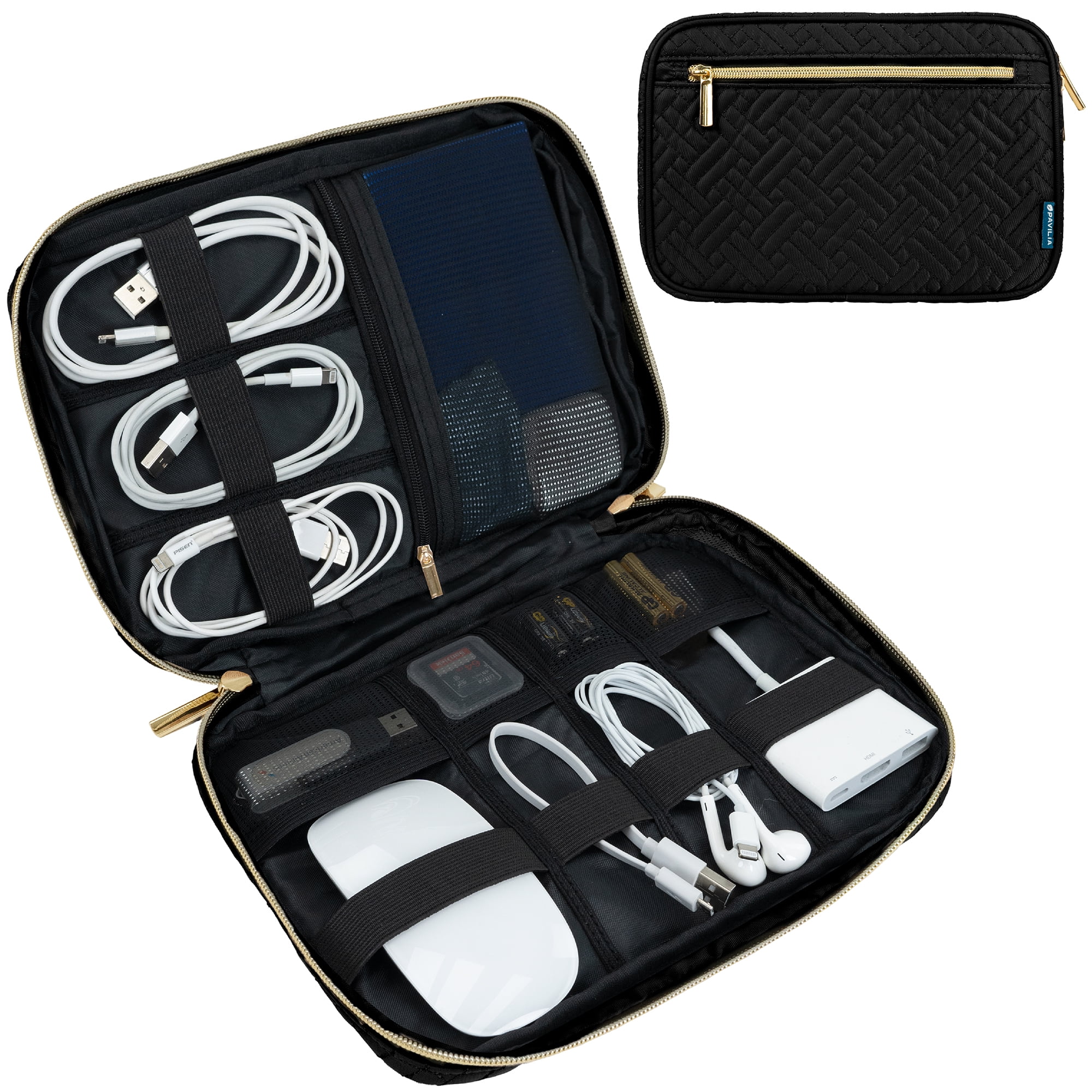 PAVILIA Soft Electronic Organizer Travel Case, Travel Cord