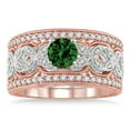 thumbnail image 2 of 2 Carat Emerald & Diamond Antique Trio Bridal Set Engagement Ring on 10k White Gold, 2 of 3