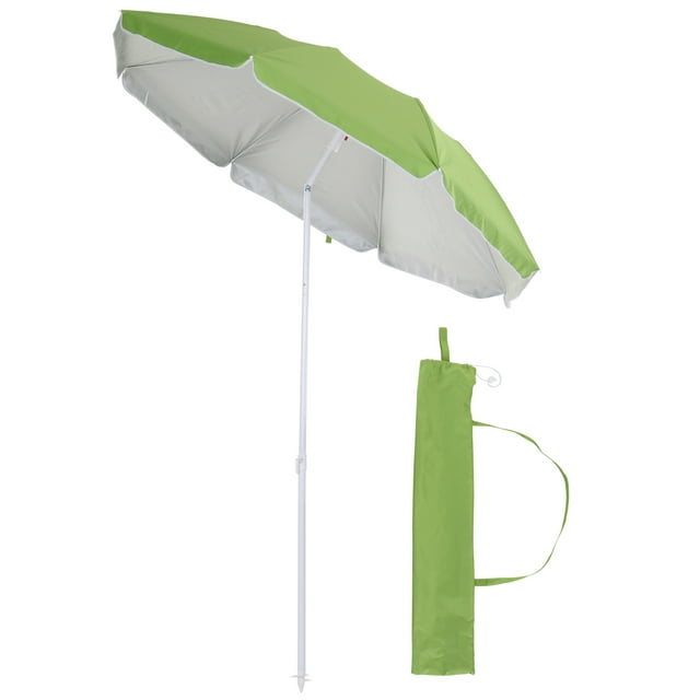 Outsunny Parasol de Plage 6,7 Pi avec Inclinaison à Bouton-Poussoir et Sac de Transport, Vert