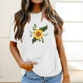 thumbnail image 2 of USSUMA Juniors Basic Cute Graphic Womens Tops Summer Loose Fit Sunflower Print Summer Top and Blouses Trendy Short Sleeve Shirts T-Shirt for Women Dressy Round Neck Tunic Plus, 2 of 7