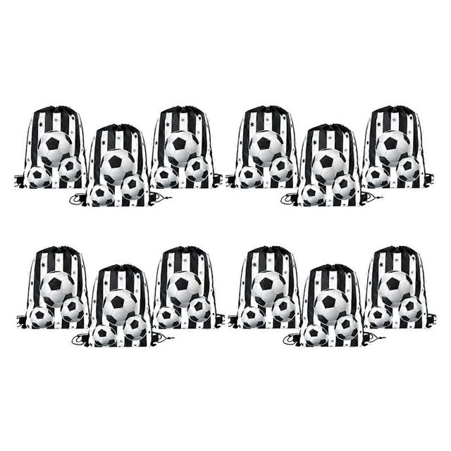 12Pcs Football Party Favors Drawstring Bags Soccer Ball Gift Goodie Bag Kids Sports Theme Party Decoration Supplies A