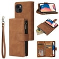 thumbnail image 1 of Jiahe Cover For iPhone 14 Wallet Case 6.1 inch,with Card Holder Wrist Strap Premium Leather Flip Kickstand Full Body Protection Case Cover,Brown, 1 of 8