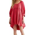 thumbnail image 1 of Women Oversized Sweatshirt Dress Raglan Lantern Sleeve Scoop Neck Pullover High Low Hem Flowy Babydoll Mini Dress, 1 of 3
