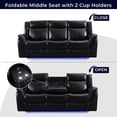 thumbnail image 5 of Othniel Power Reclining Couch Sofa with LED Light USB Port,Cup Holder,AC Outlet Faux Leather Black, 5 of 7
