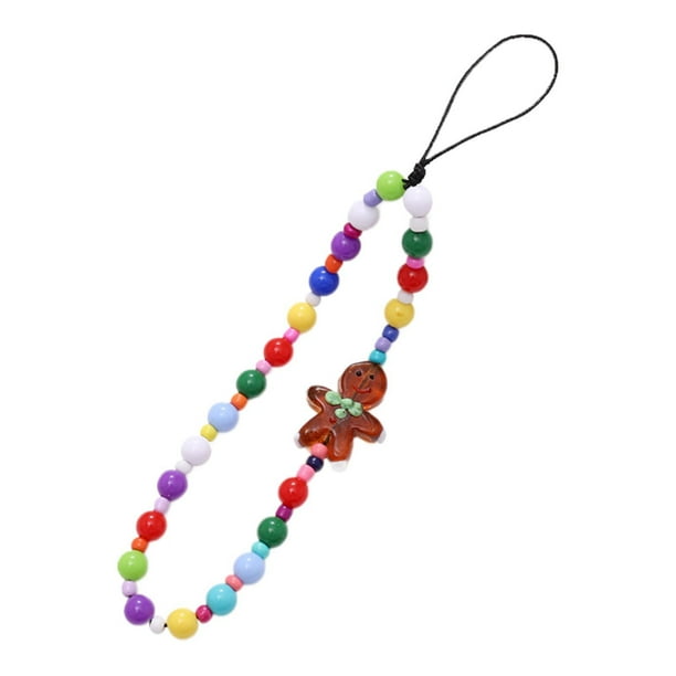 Cordón de cuentas para teléfono, funda para teléfono, correa para la muñeca, regalo de cumpleaños, bolso, colgante, pulsera de cuentas, llavero, Sin perlas transparentes