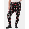 thumbnail image 5 of No Boundaries Velour Holiday Leggings, 1 or 2-Pack, Women's and Women's Plus, 5 of 7