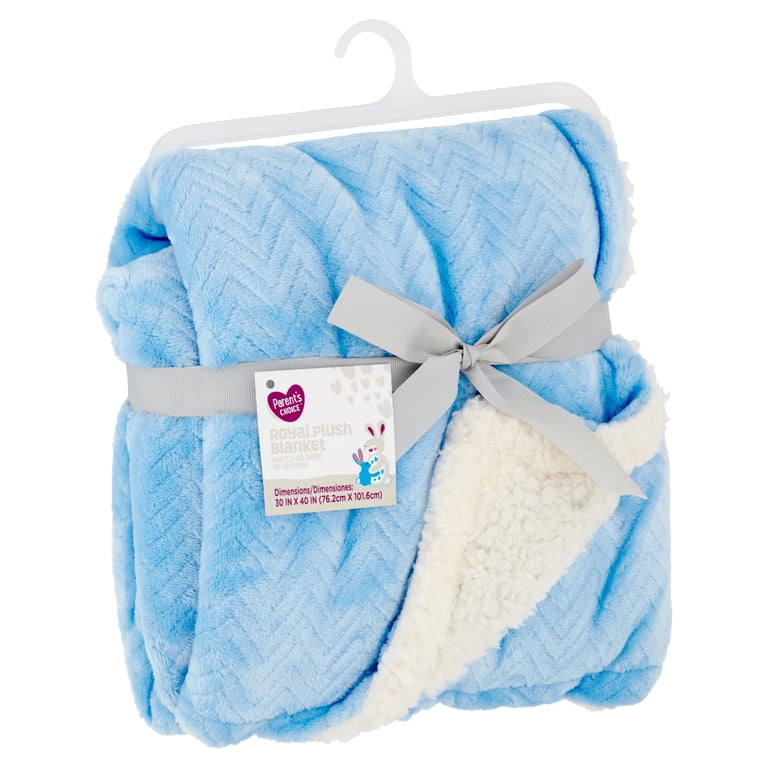 MUMMA Reversible Baby Blanket - Blue/White Pima Cotton & Sherpa, Endangered Cuties Collection