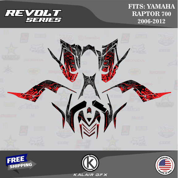 Kalair GFX Graphics Kit for Yamaha ATV RAPTOR 700 (2006-2012) Revolt Series