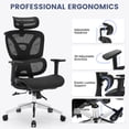thumbnail image 3 of Ergonomic High Back Mesh Executive Office Chair with Lumbar Support, Adjustable Headrest & Armrests, 3-Level Tilt & Swivel Function, Breathable Computer Chair, Black, 3 of 7