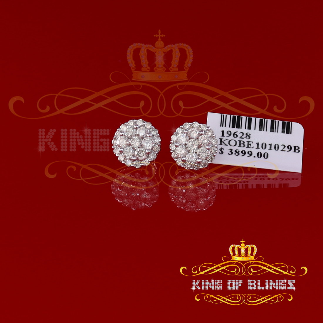 King of Bling's 10K Real Yellow Gold w/Real 1.33 CT Diamond Men's/Women's Stud Round Earring