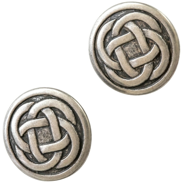 Le Bouton Antique Silver 1 1/2 Celtic Knot Shank Buttons, 2 Pieces