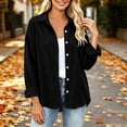 thumbnail image 4 of CHGBMOK Women Oversized Corduroy Shacket Casual Long Sleeve Lapel Button Down Shirt Jacket Solid Color Blouse Tops, 4 of 6
