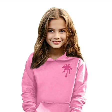 

Swohaoen Pink Palm Puff Girls Hoodies Kids 10-12 Graphic Hoodie Long Sleeve Letter Print Cute Sweatshirts Drawstring Pullover Trendy Hoodie Pink 4-5Years