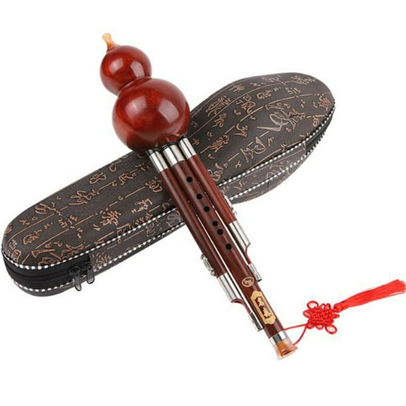 Hulusi Flute Handmade Chinese Bamboo Hulusi with Chinese Knot for Beginners Music Lovers, Woodwind Instrument
