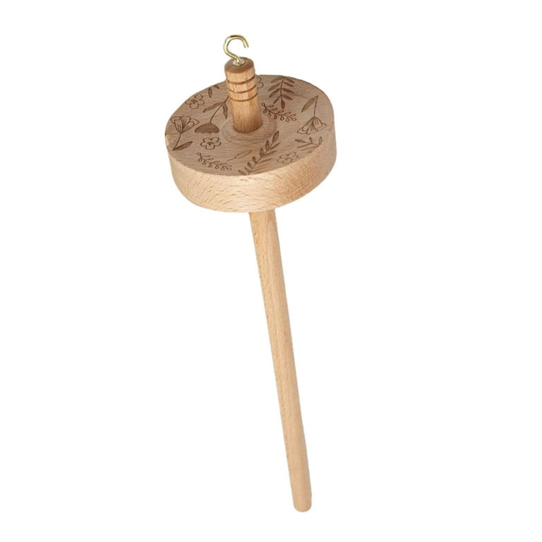 Drop Spindle Top Whorl Yarn Tools Multifunction 32.5cm Portable Wheel Yarn Winder Wood Hand Carved for 's Crochet Knitted Beginners, Size: 32.5x7cm