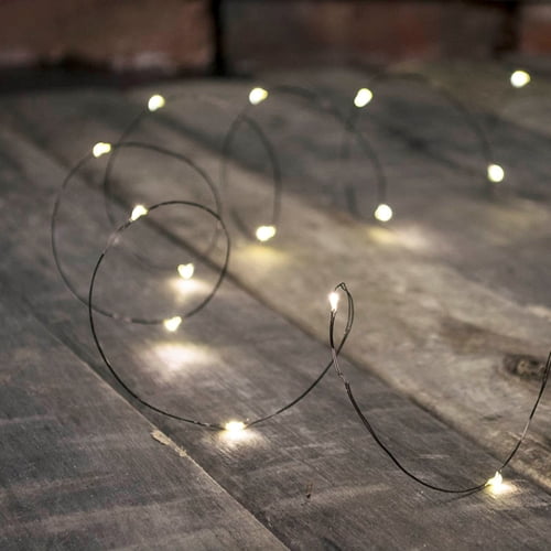 Wedding Lights Fairy Lights LED 20 foot Black Wire Timer Warm White