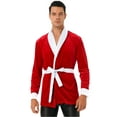 thumbnail image 6 of renvena Men's Velvet Christmas Robe Xmas Party Holiday Santa Claus Kimono Bathrobe Shawl Sleepwear, 6 of 7