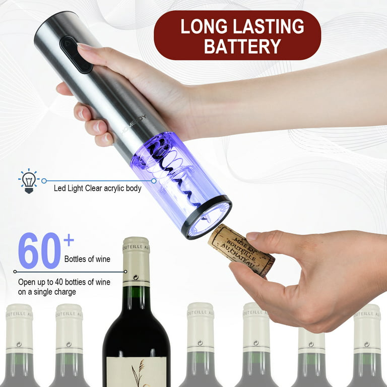 4-in-1 Automatic Electric Wine Bottle Opener Set, Premium Corkscrew with Foil Cutter, Vacuum Wine Stopper for Easy Carry Reusable Convenience Opener